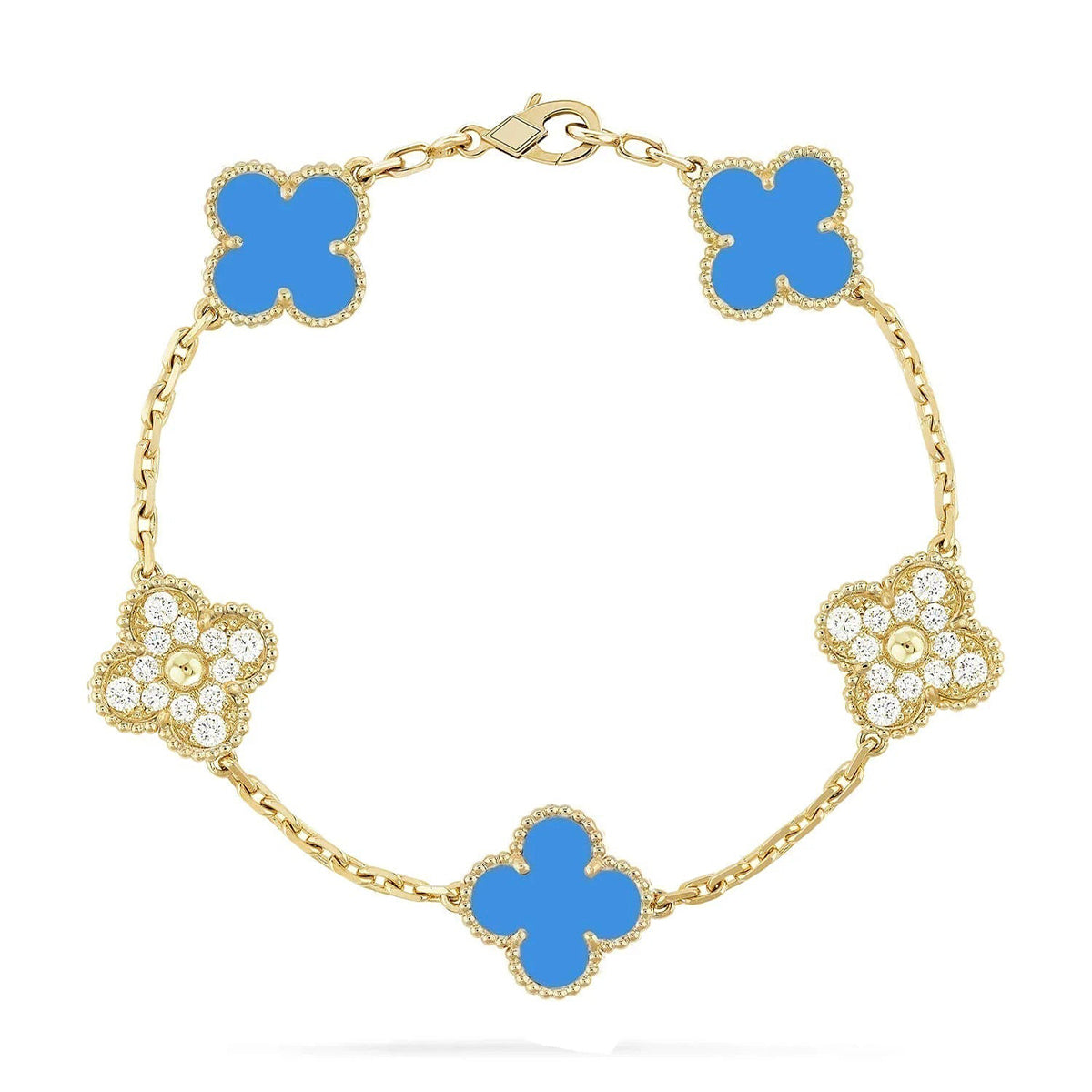 [Resenly Jewelry] CLOVER 5 MOTIF BLUE AGATE BRACELET COLLECTION
