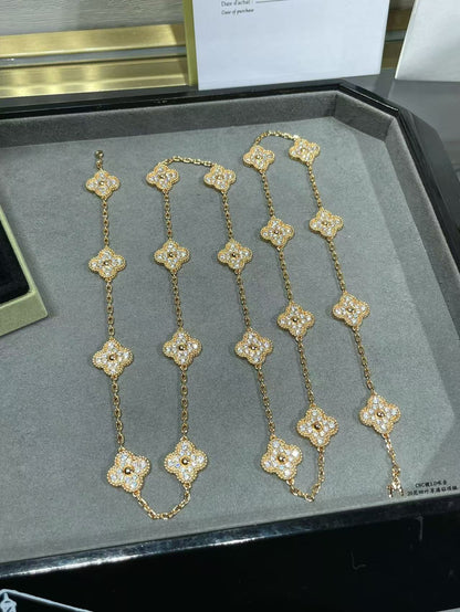 [Resenly Jewelry]CLOVER 20 MOTIFS FULL-DIAMOND NECKLACE