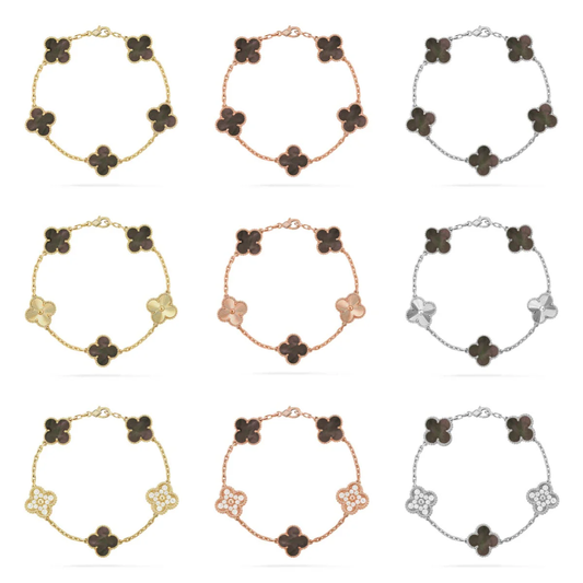 [Resenly Jewelry] CLOVER 5 MOTIF GRAY MOP BRACELET COLLECTION