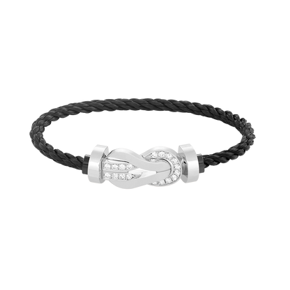 [Resenly Jewelry]CHANCE LARGE 8 FIGURE BUCKLE HALF DIAMOND BRACELET SILVER