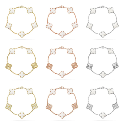 [Resenly Jewelry]CLOVER WHITE PEARL MOP 5 MOTIF BRACELET COLLECTION