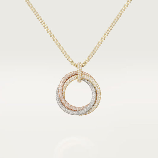 [Resenly Jewelry]TRINITY LARGE FULL DIAMOND  NECKLACE