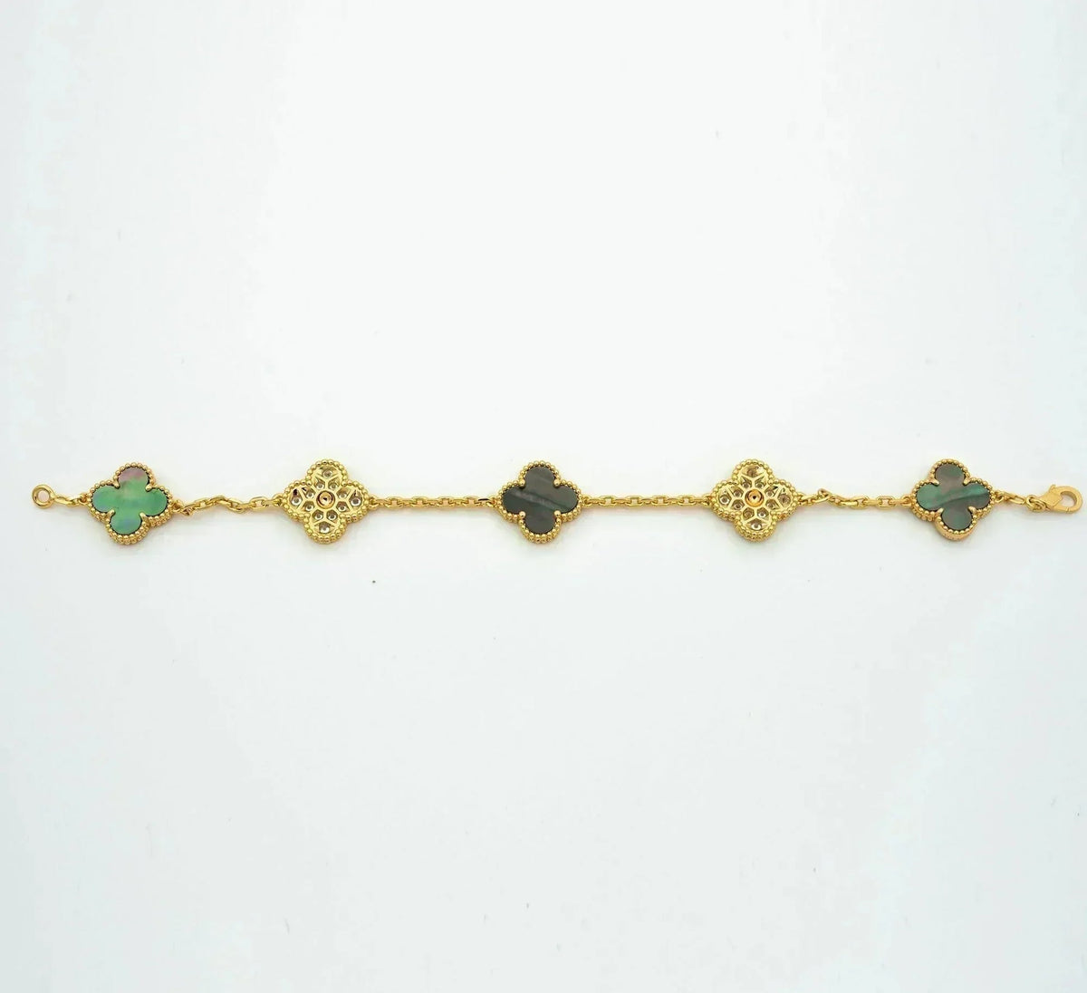 [Resenly Jewelry] CLOVER 5 MOTIF GRAY MOP BRACELET COLLECTION