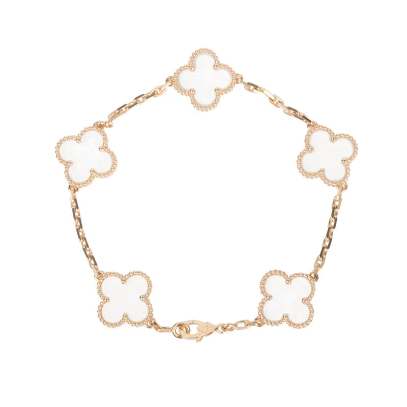 [Resenly Jewelry]CLOVER 5 MOTIF ROCK CRYSTAL BRACELET