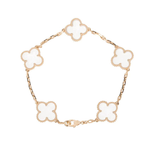 [Resenly Jewelry]CLOVER 5 MOTIF ROCK CRYSTAL BRACELET
