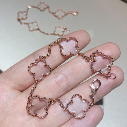 [Resenly Jewelry]CLOVER 5 MOTIF ROCK CRYSTAL BRACELET