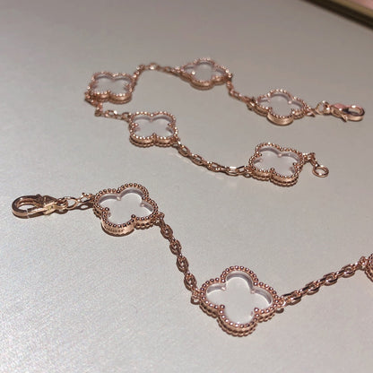 [Resenly Jewelry]CLOVER 5 MOTIF ROCK CRYSTAL BRACELET