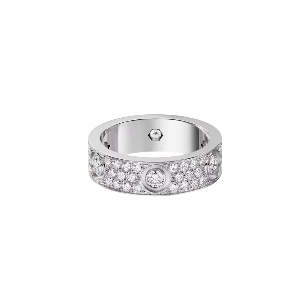 [Resenly Jewelry]LOVE 5.5MM FULL-PAVE 6-DIAMOND RING
