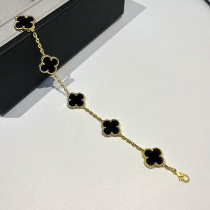 [Resenly Jewelry] CLOVER 5 MOTIF ONYXS BRACELET COLLECTION