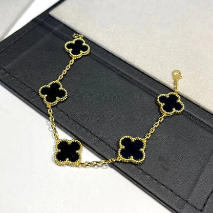 [Resenly Jewelry] CLOVER 5 MOTIF ONYXS BRACELET COLLECTION