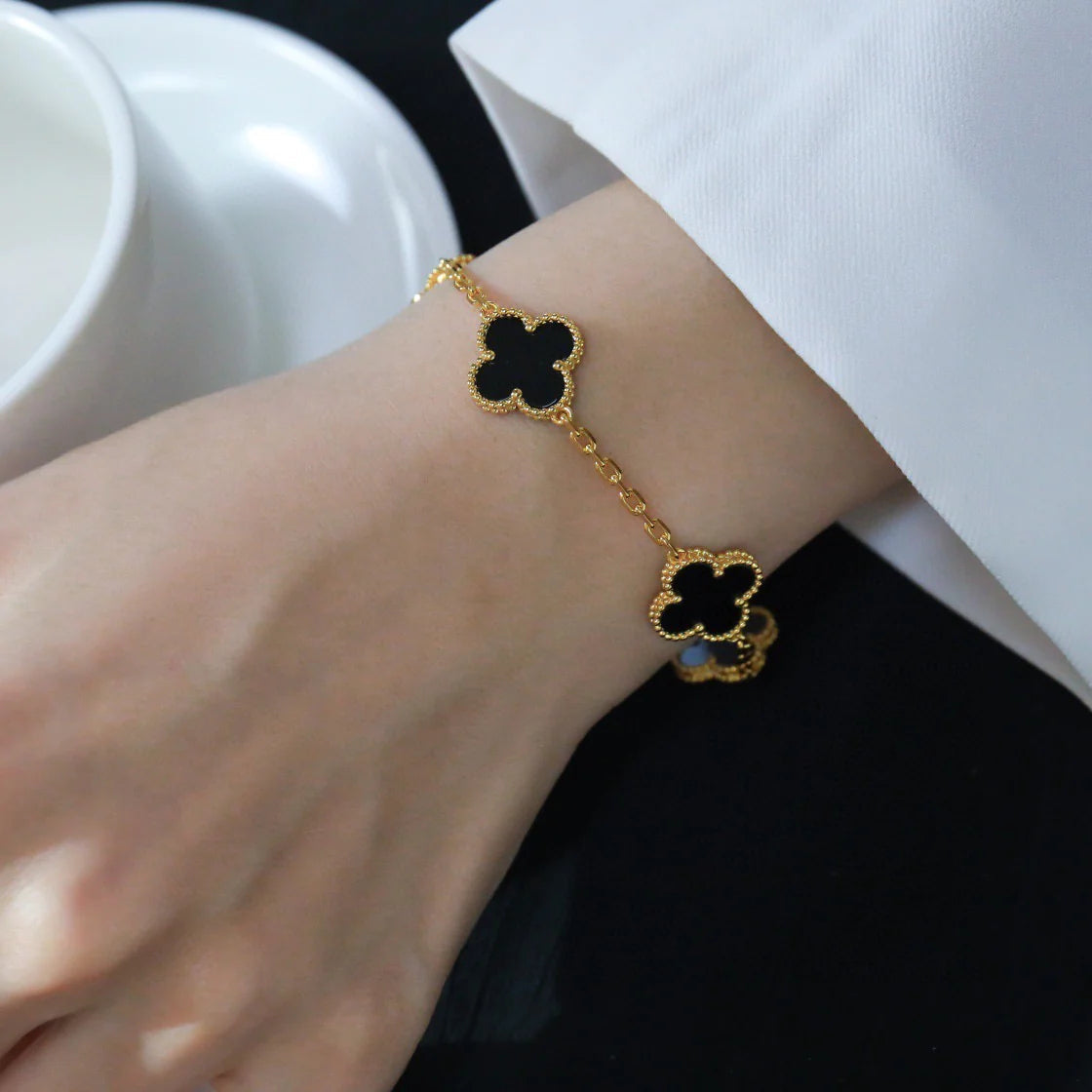 [Resenly Jewelry] CLOVER 5 MOTIF ONYXS BRACELET COLLECTION