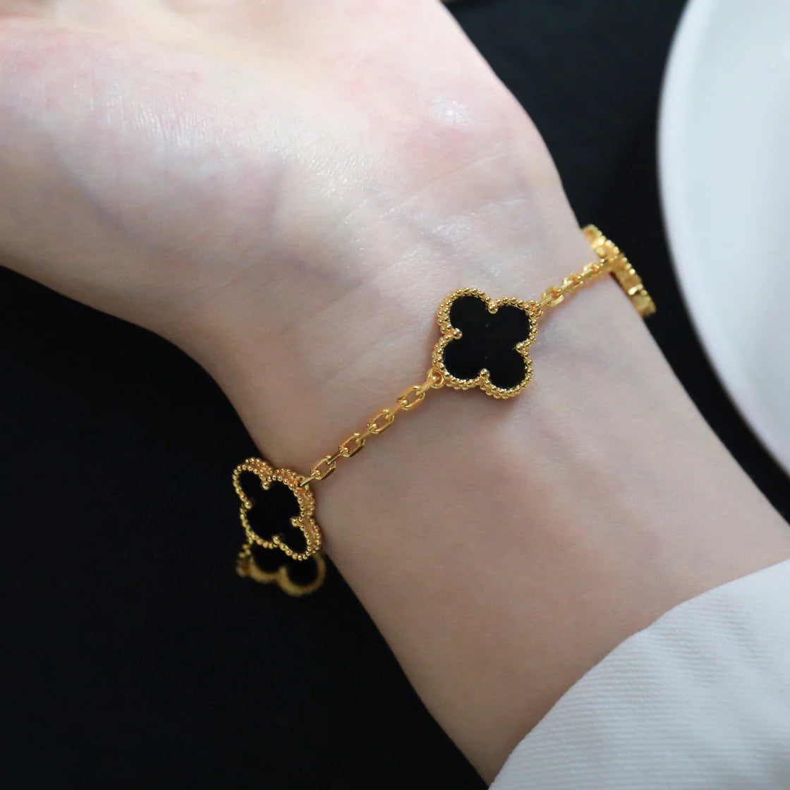 [Resenly Jewelry] CLOVER 5 MOTIF ONYXS BRACELET COLLECTION