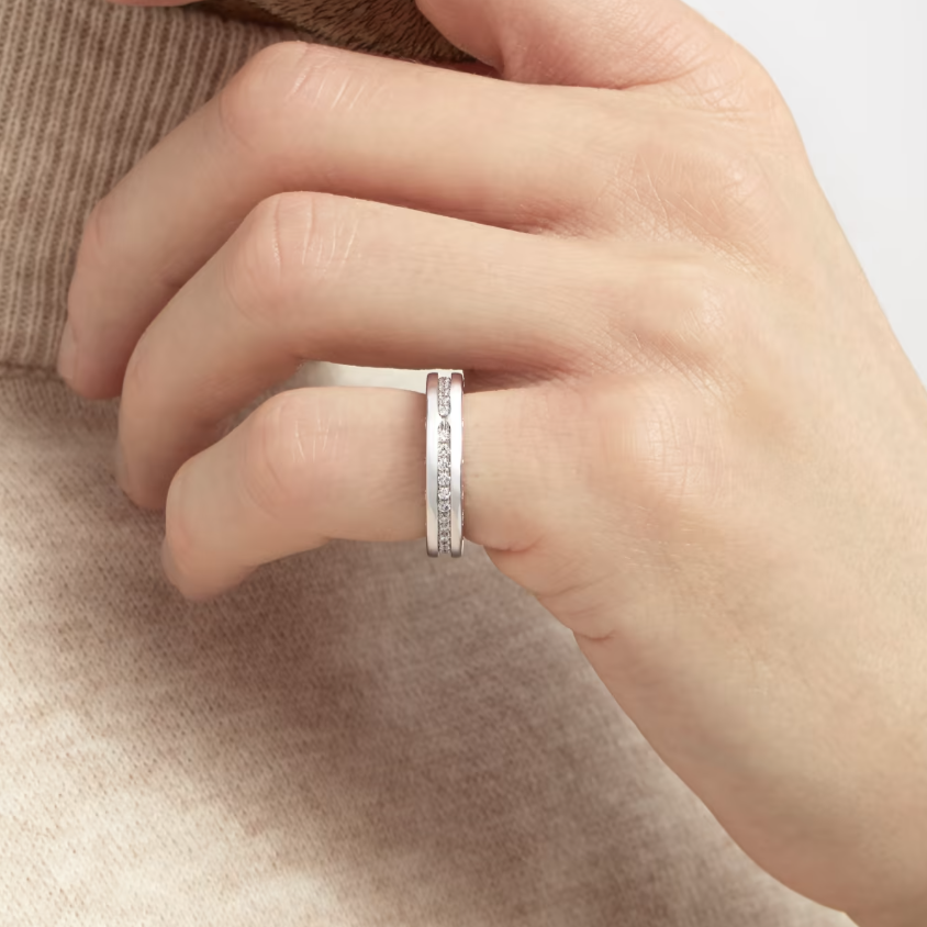 [Resenly Jewelry]ZERO 1 ONE-BAND PAVED DIAMONDS ON THE SPIRAL RING