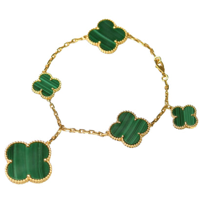 [Resenly Jewelry]MAGIC CLOVER MALACHITE GOLD BRACELET 5 MOTIFS