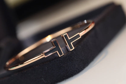 [Resenly Jewelry]T BRACELET 1.8MM ONYX PINK GOLD