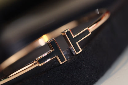 [Resenly Jewelry]T BRACELET 1.8MM ONYX PINK GOLD