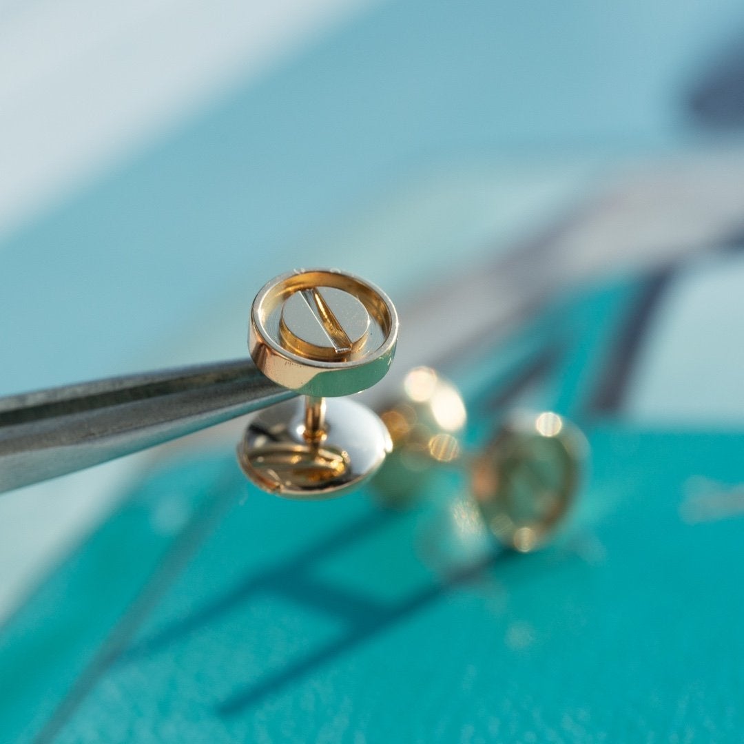 [Resenly Jewelry]LOVE EARRINGS PINK GOLD 10MM
