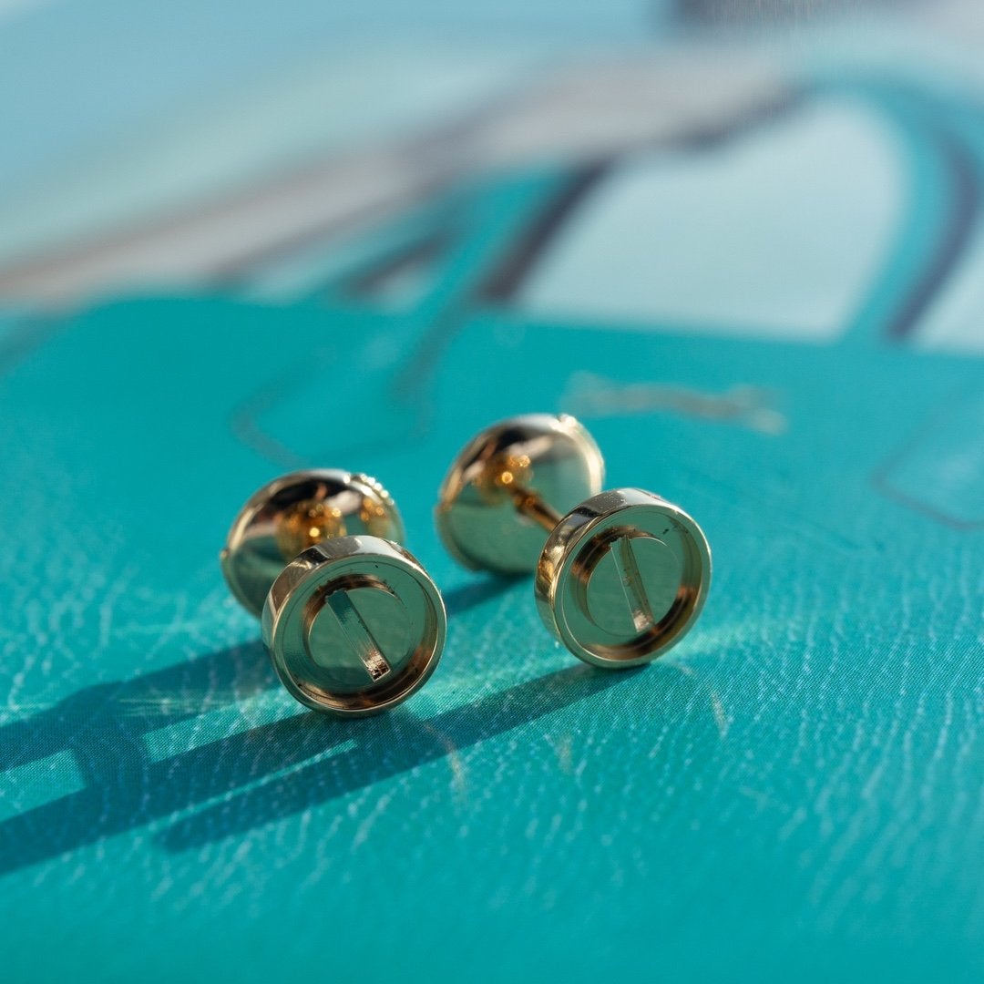 [Resenly Jewelry]LOVE EARRINGS PINK GOLD 10MM