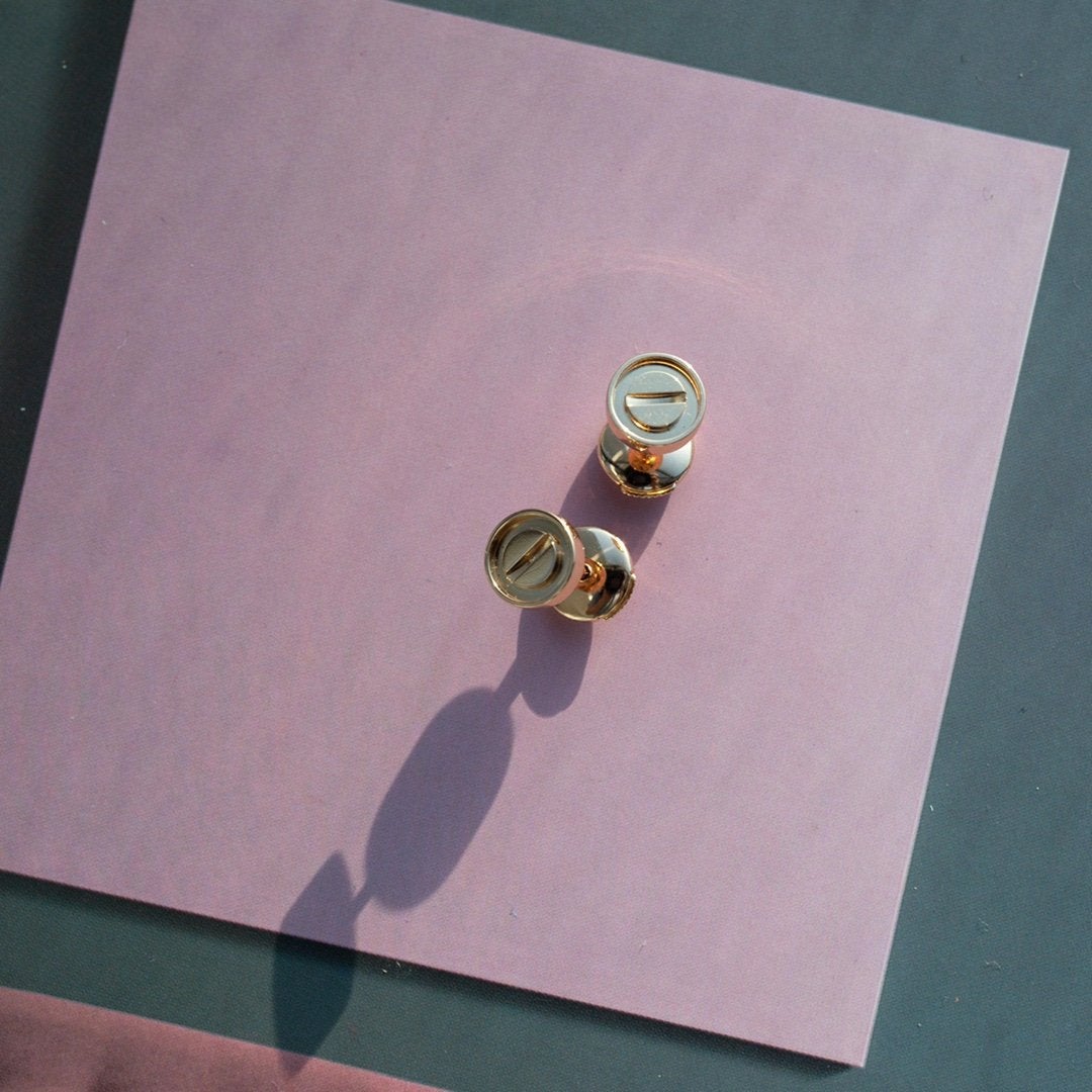 [Resenly Jewelry]LOVE EARRINGS PINK GOLD 10MM