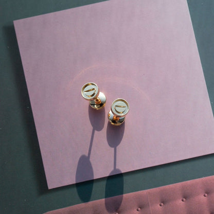 [Resenly Jewelry]LOVE EARRINGS PINK GOLD 10MM