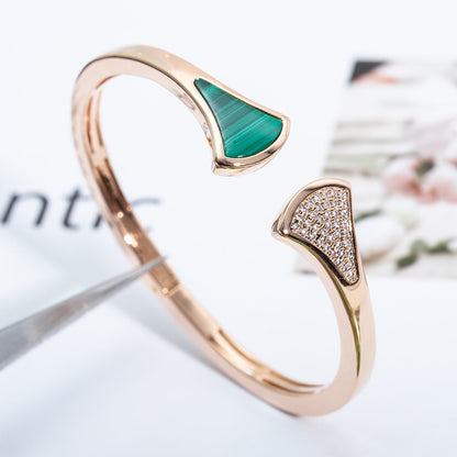 [Resenly Jewelry]DREAM BRACELET OPEN MALACHITE PINK GOLD
