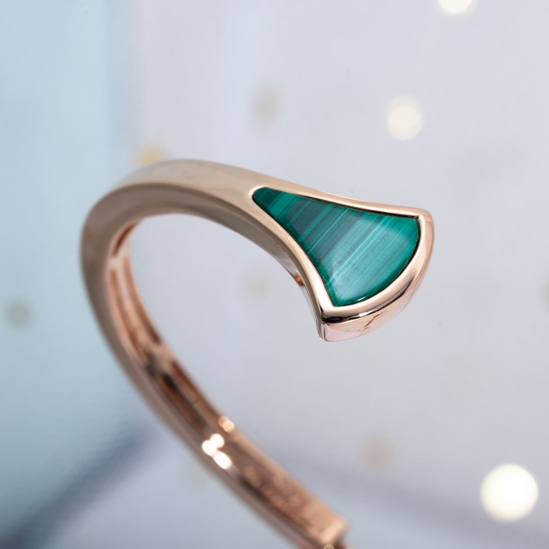 [Resenly Jewelry]DREAM BRACELET OPEN MALACHITE PINK GOLD