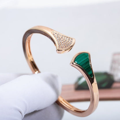 [Resenly Jewelry]DREAM BRACELET OPEN MALACHITE PINK GOLD