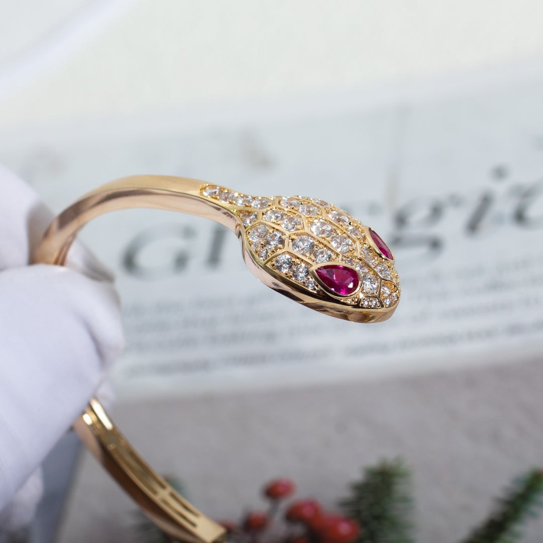 [Resenly Jewelry]SERPENTI BRACELET PINK GOLD DIAMOND DOUBLE SNAKE