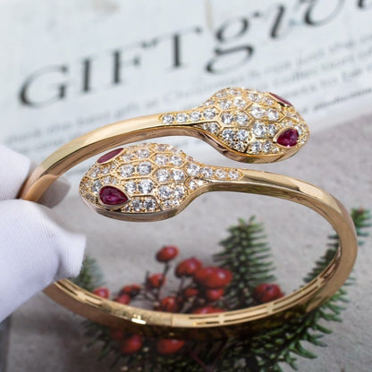 [Resenly Jewelry]SERPENTI BRACELET PINK GOLD DIAMOND DOUBLE SNAKE