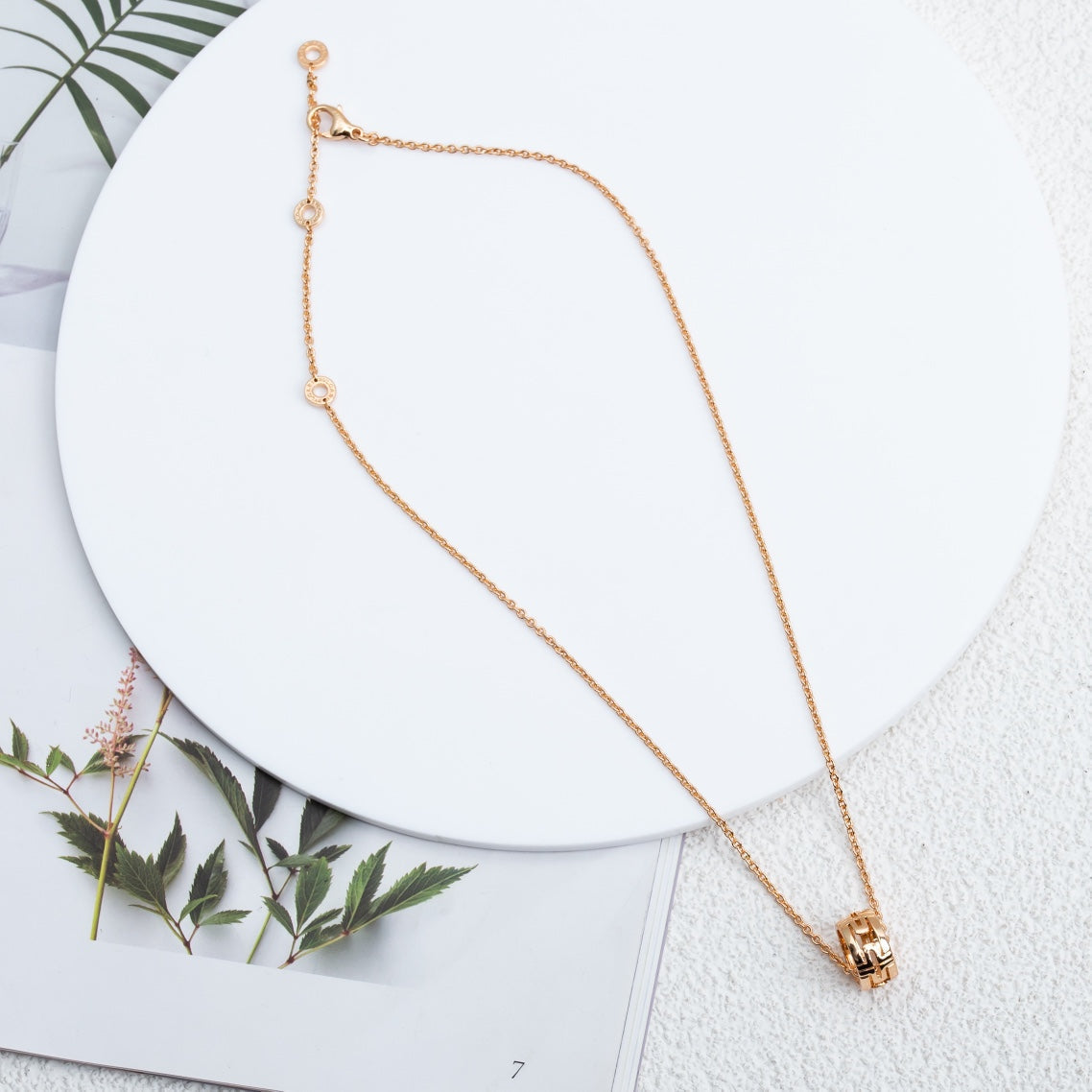 [Resenly Jewelry]PARENTESI NECKLACE PINK GOLD
