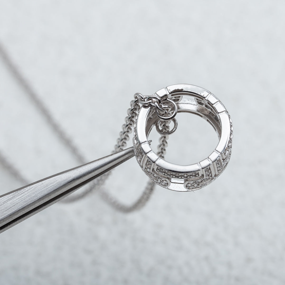 [Resenly Jewelry]PARENTESI NECKLACE SILVER DIAMOND