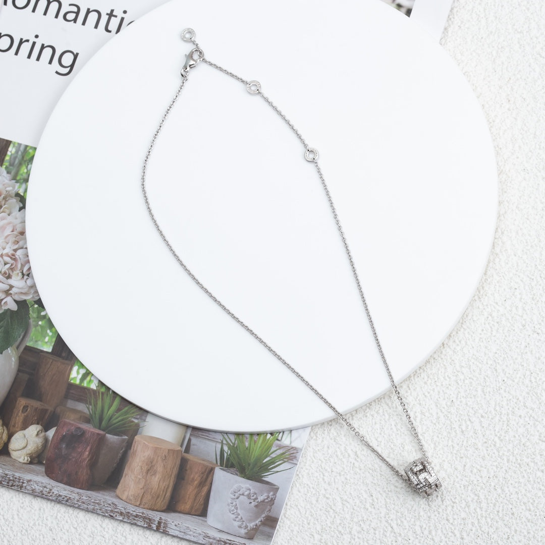 [Resenly Jewelry]PARENTESI NECKLACE SILVER DIAMOND