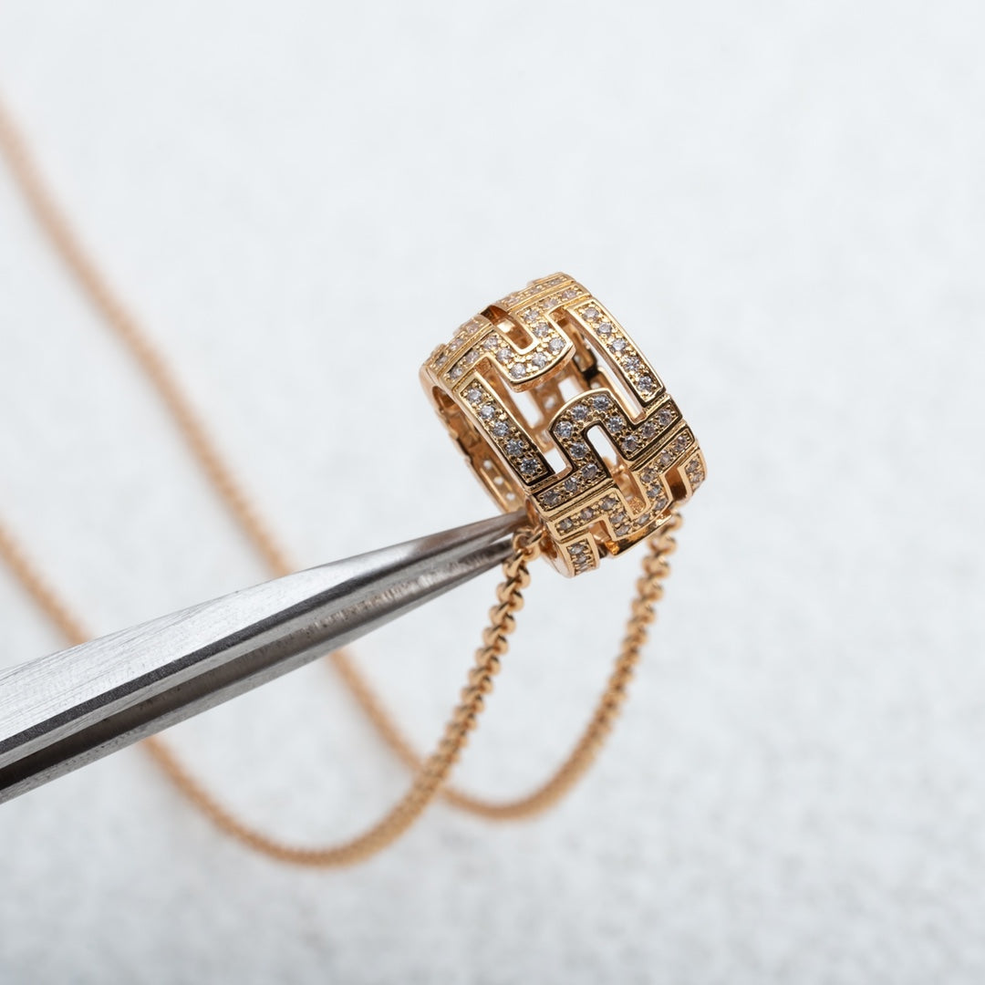 [Resenly Jewelry]PARENTESI NECKLACE PINK GOLD DIAMOND