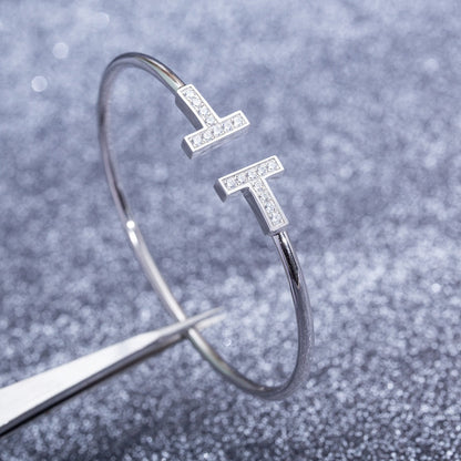 [Resenly Jewelry]T BRACELET 1.8MM DIAMOND SILVER