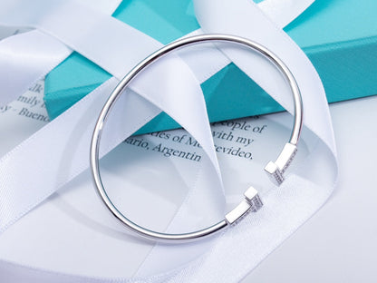 [Resenly Jewelry]T BRACELET 1.8MM DIAMOND SILVER