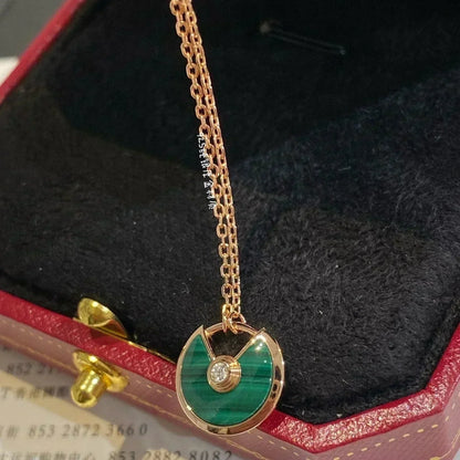 [Resenly Jewelry]AMULETTE ROSE GOLD MALACHITE NECKLACE