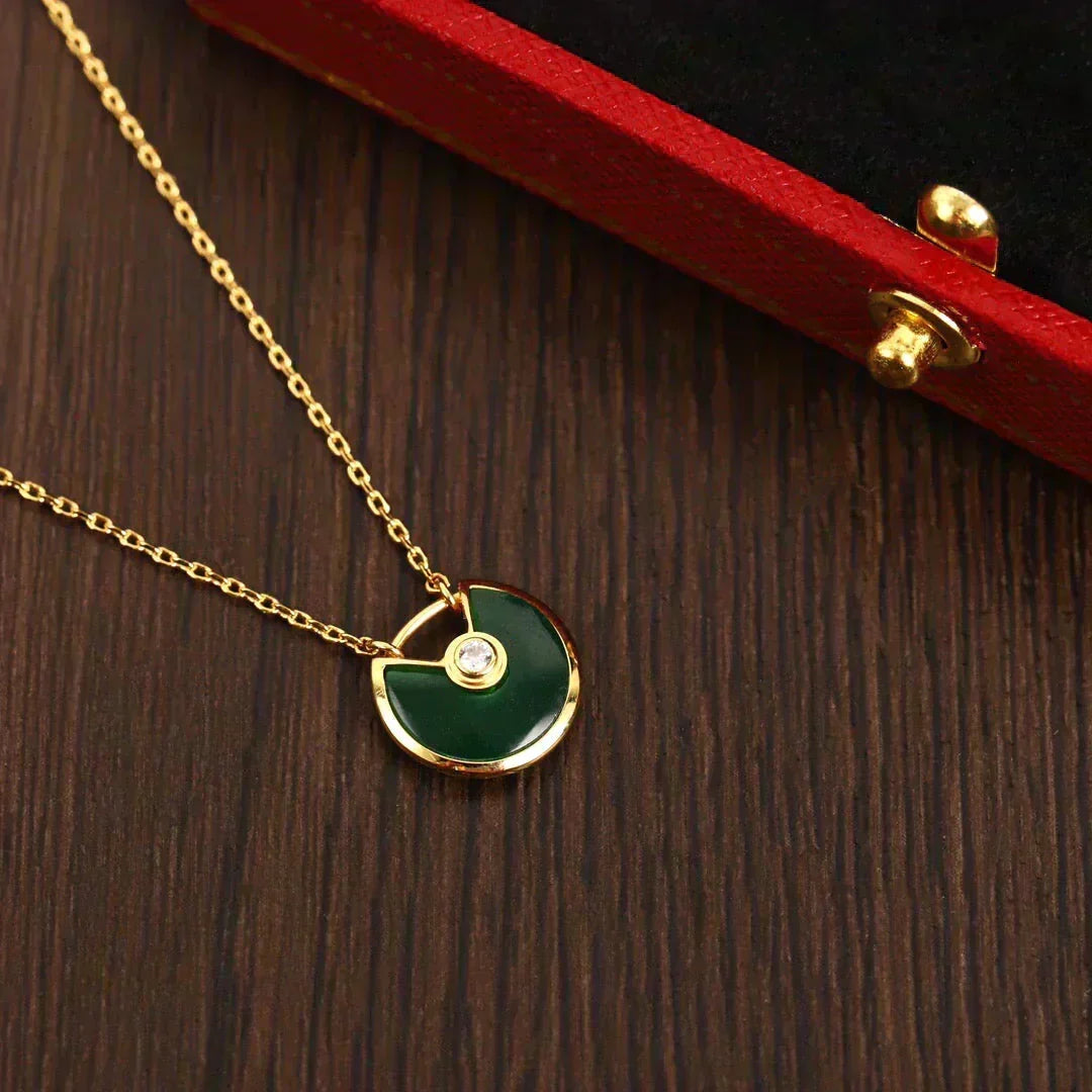 [Resenly Jewelry]AMULETTE GOLD MALACHITE NECKLACE