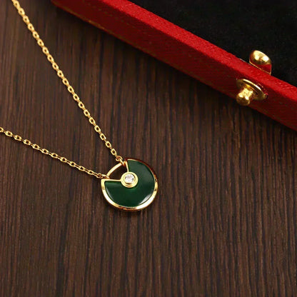 [Resenly Jewelry]AMULETTE GOLD MALACHITE NECKLACE
