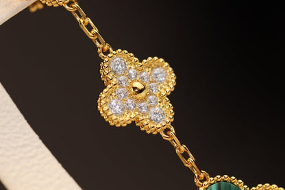 [Resenly Jewelry]CLOVER EARRINGS GOLD MALACHITE DIAMOND 3 MOTIF