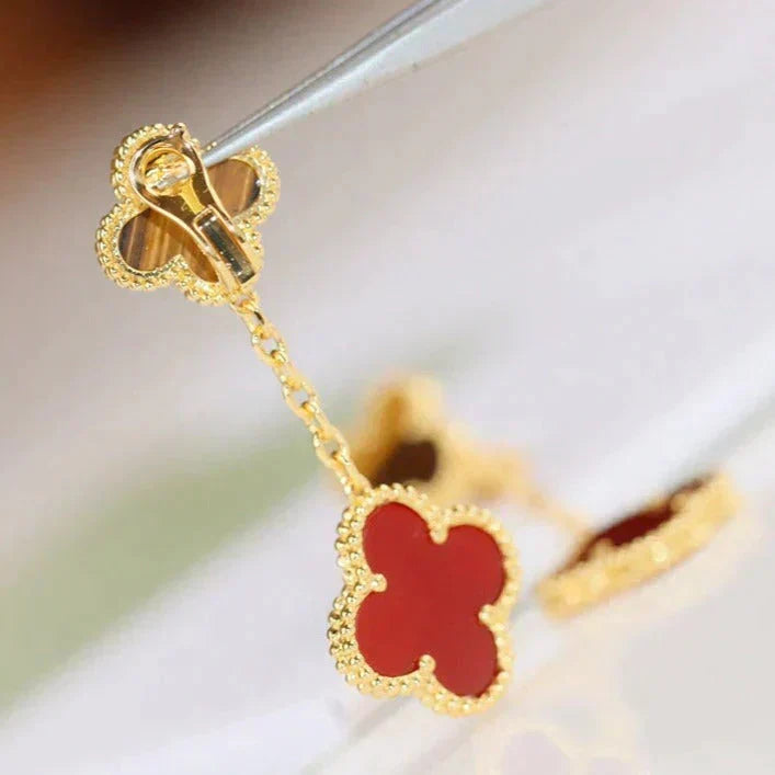 [Resenly Jewelry]CLOVER  2 MOTIF  TIGER EYE CARNELIAN EARRINGS