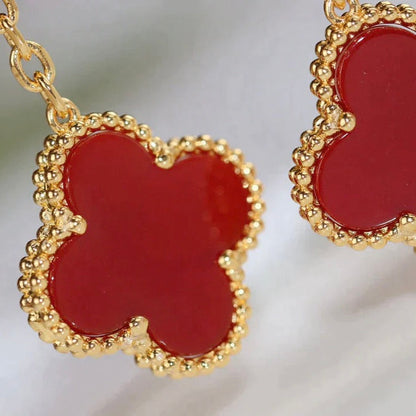 [Resenly Jewelry]CLOVER  2 MOTIF  TIGER EYE CARNELIAN EARRINGS