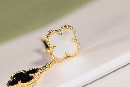 [Resenly Jewelry]CLOVER EARRINGS GOLD ONYX MOP 3 MOTIF