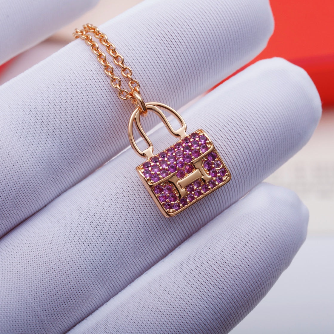 [Resenly Jewelry]CONSTANCE PEDANT PURPLE DIAMOND NECKLACE