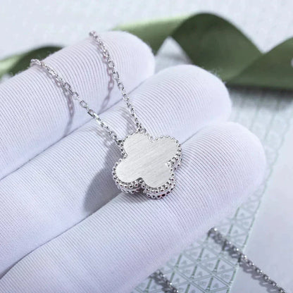 [Resenly Jewelry]CLOVER  15MM DIAMOND LASER NECKLACE SILVER
