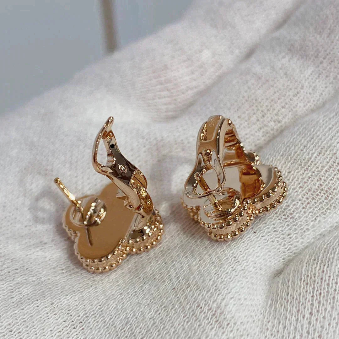 [Resenly Jewelry]CLOVER MEDIUM 1 MOTIFS CARNELIAN  DIAMOND earrings
