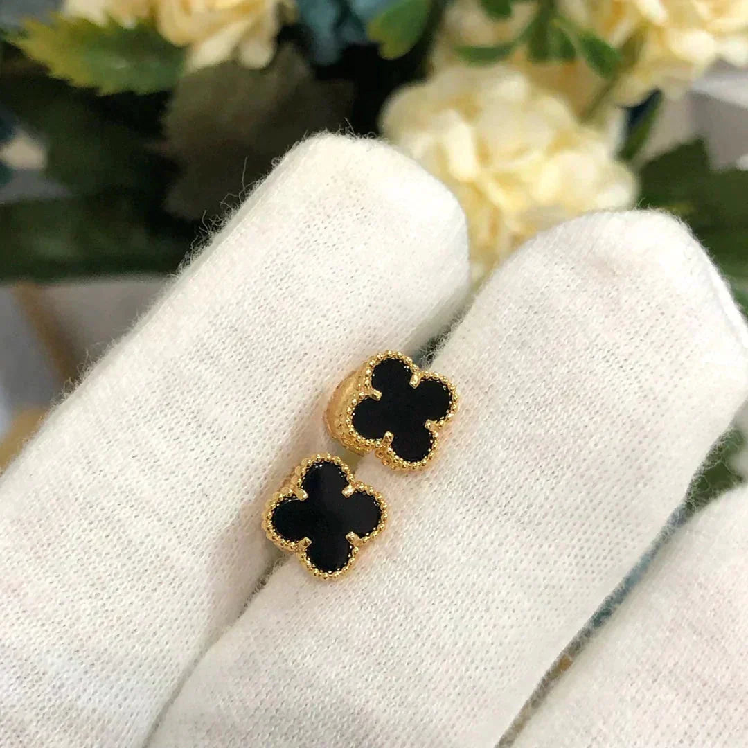 [Resenly Jewelry]CLOVER MINI 9.5MM BLACK MOP EARRINGS