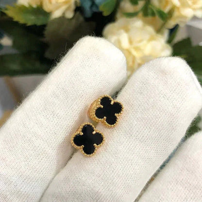 [Resenly Jewelry]CLOVER MINI 9.5MM BLACK MOP EARRINGS