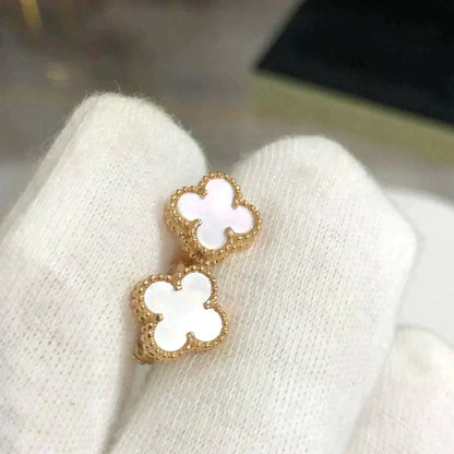 [Resenly Jewelry]CLOVER MINI 9.5MM WHITE MOP EARRINGS