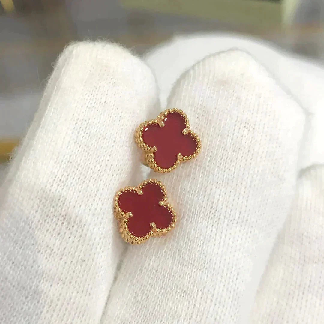 [Resenly Jewelry]CLOVER MINI 9.5MM CARNELIAN EARRINGS