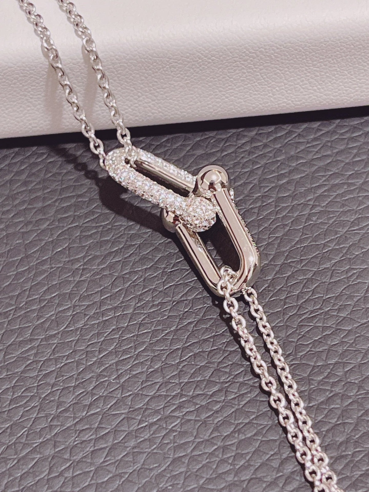 [Resenly Jewelry]HARDWEAR DOUBLE LINK PEDANT SILVER DIAMOND NECKLACE